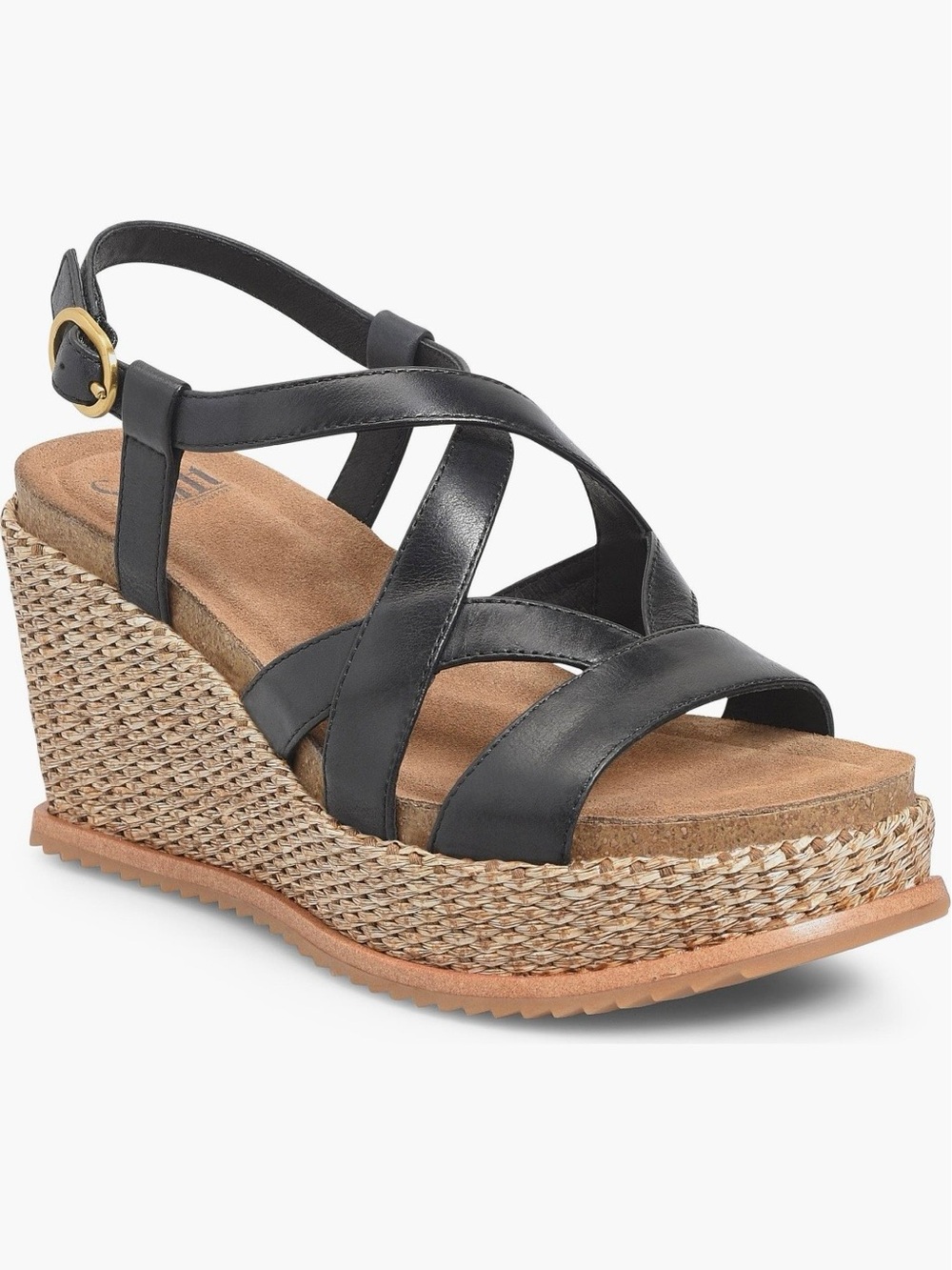 NWT Sofft Devyn Slingback Espadrille Platform Wedge Sandals in Black Size 8